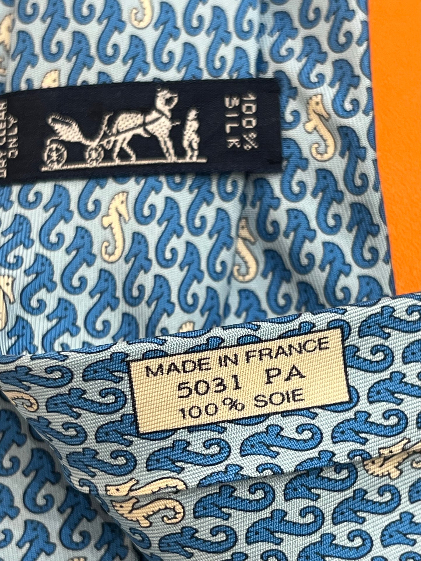 Cravatta Hermès cavallucci marini 5031PA