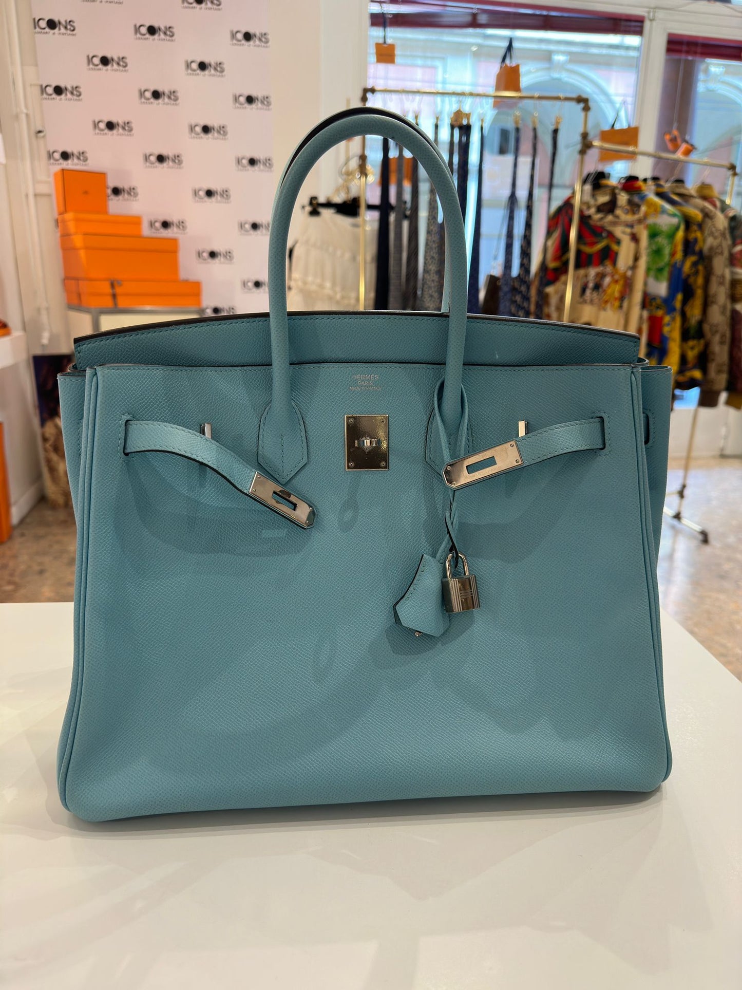 Hermès Birkin 35 Epsom leather bleau atoll bag