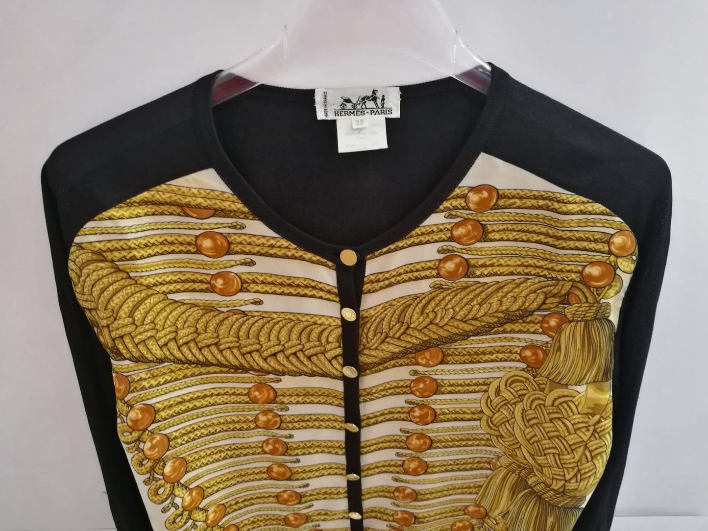 Cardigan top Hermès in seta stampata