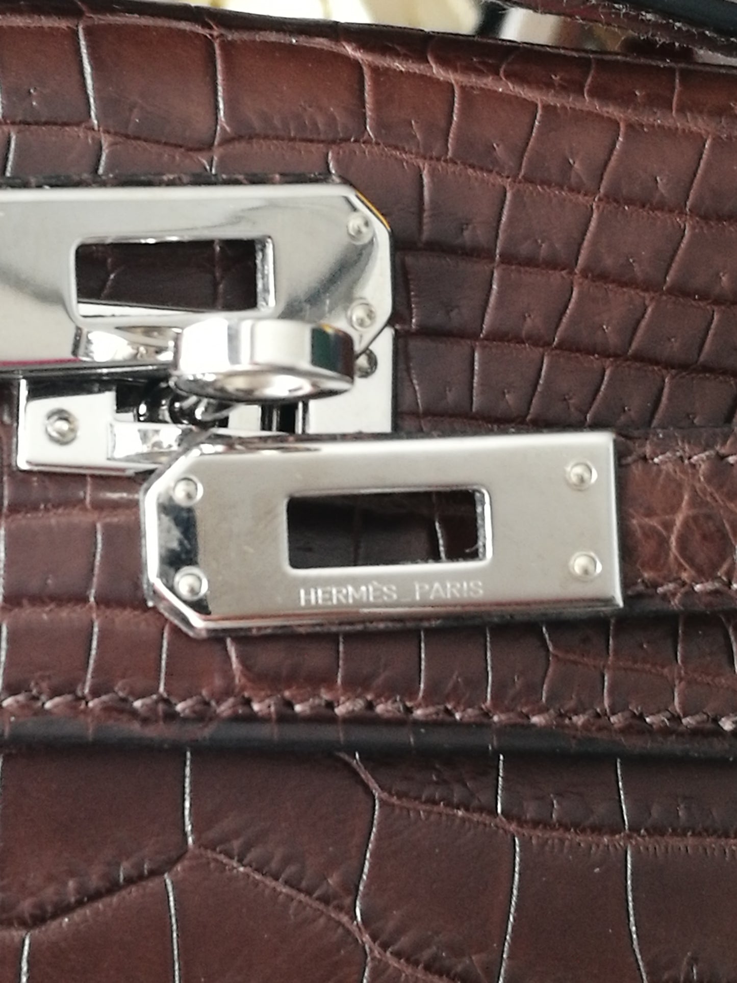 Hermès Kelly crocodile Niloticus matte pochette 21 Havane