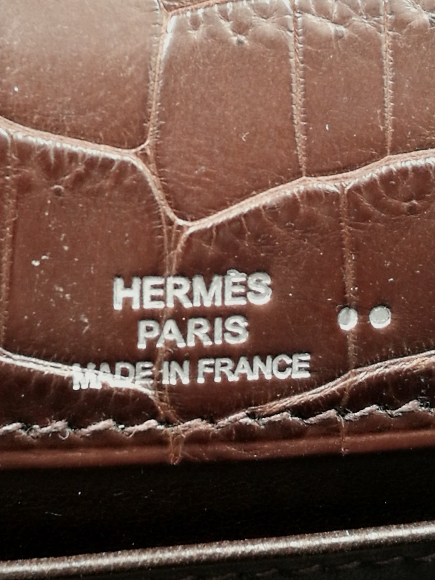 Hermès Kelly crocodile Niloticus matte pochette 21 Havane