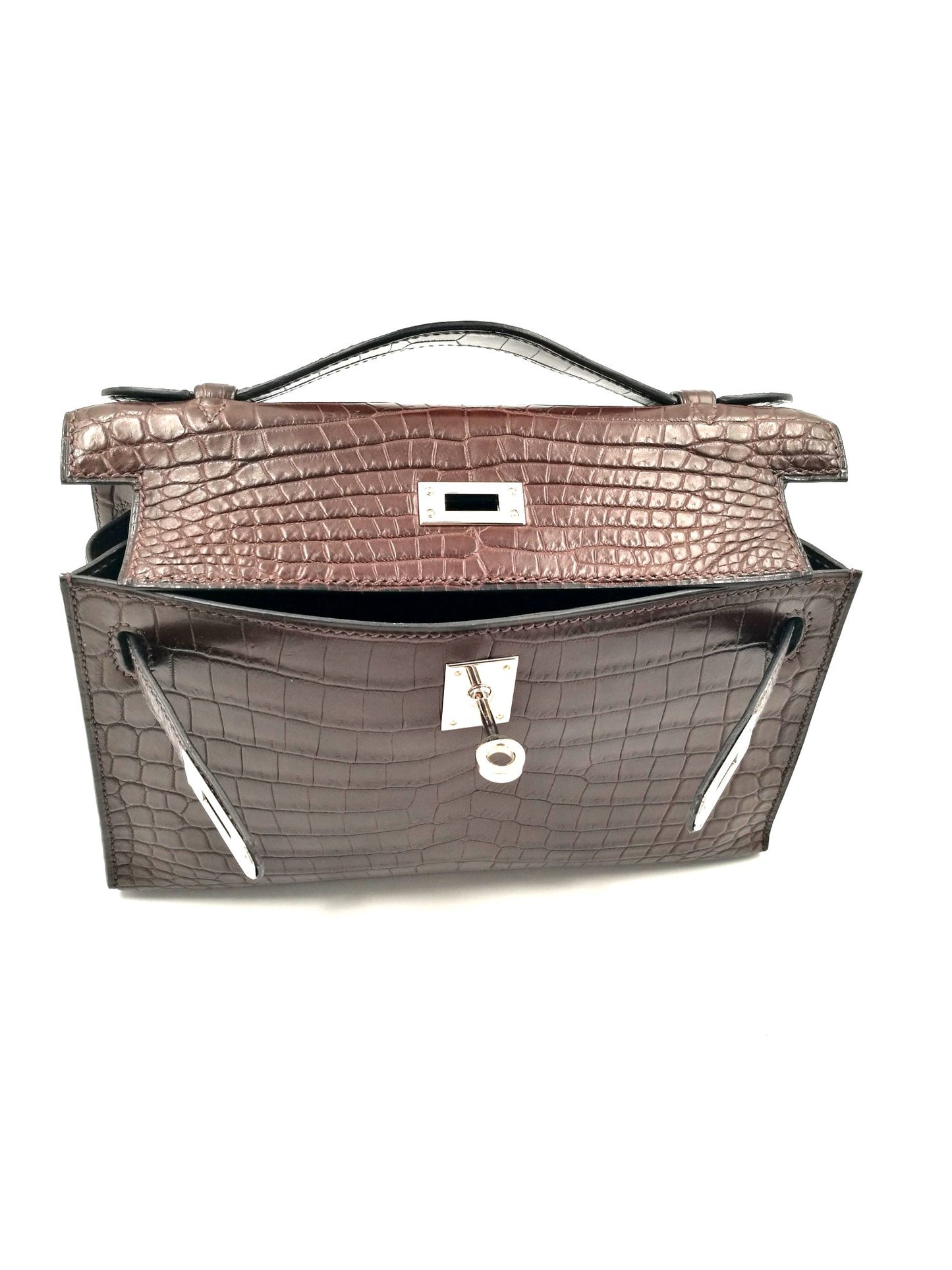 Hermès Kelly crocodile Niloticus matte pochette 21 Havane