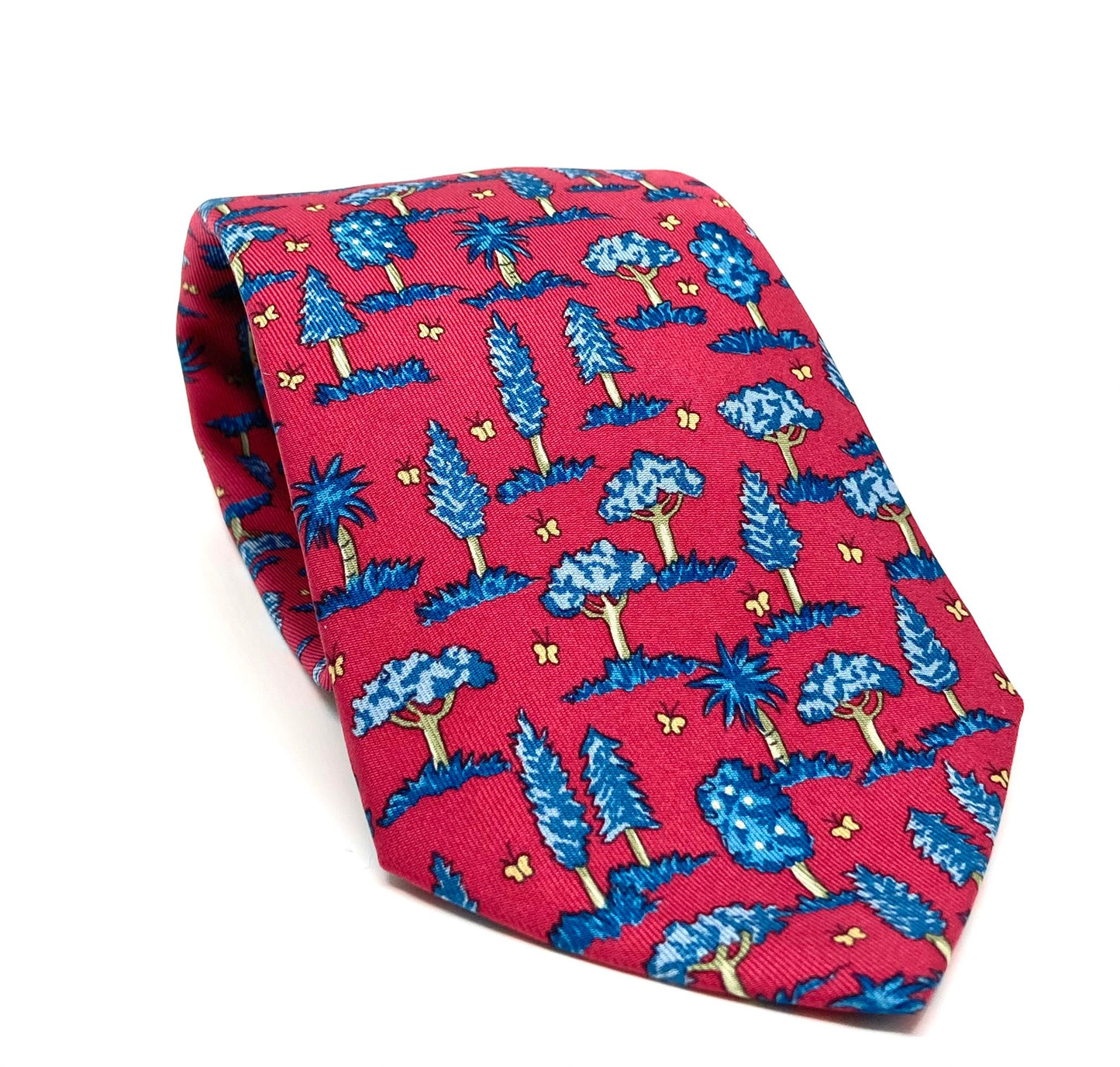 Cravatta Hermès con alberi e farfalle c.7429HA