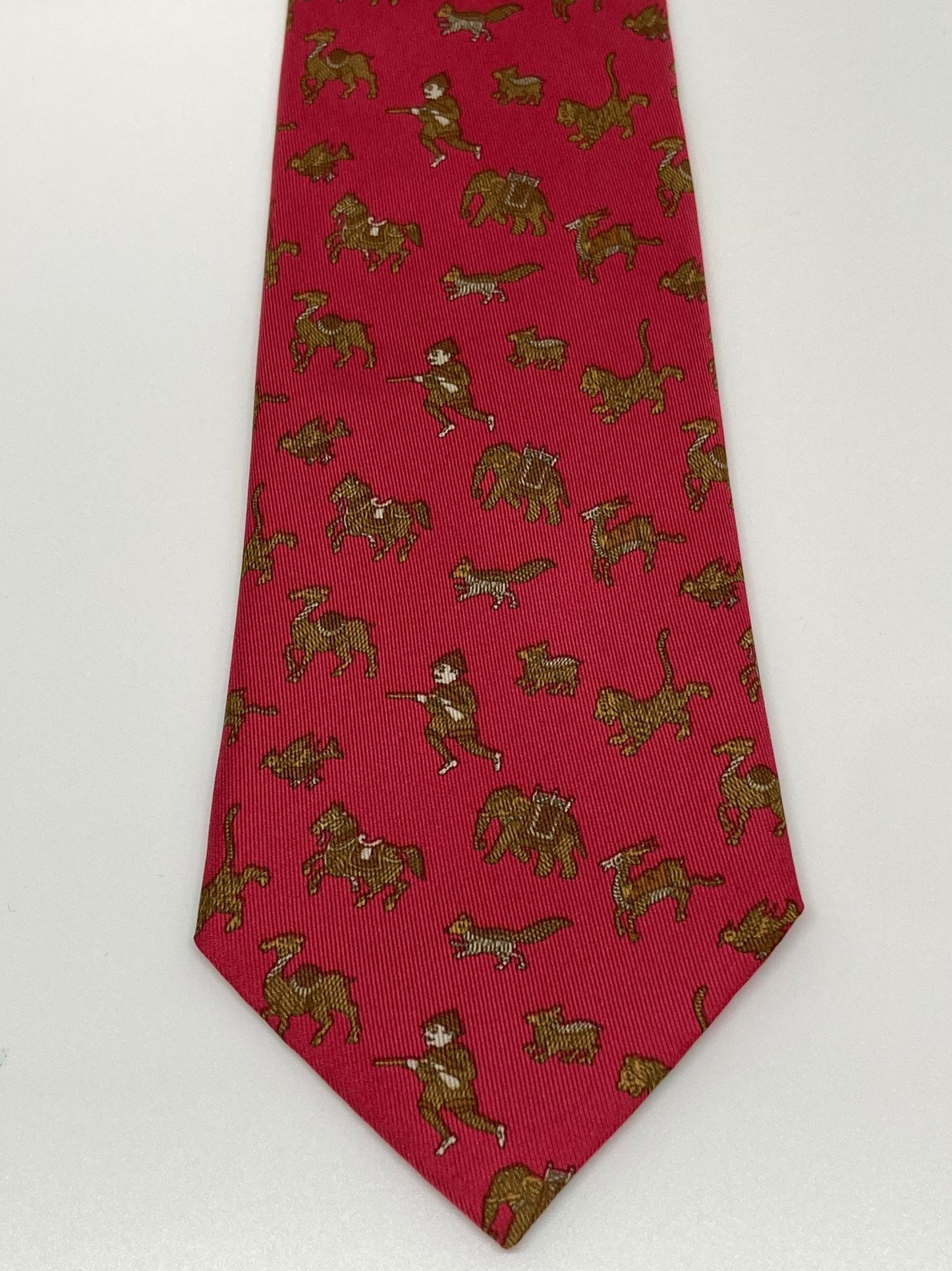 Cravatta Hermès con cacciatore e animali c.963IA