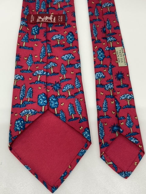 Cravatta Hermès con alberi e farfalle c.7429HA