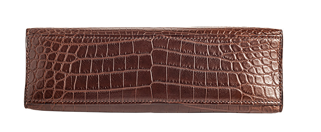 Hermès Kelly crocodile Niloticus matte pochette 21 Havane