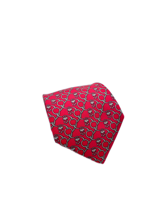Cravatta Hermès stampa geometrica sfondo rosso c.7310EA
