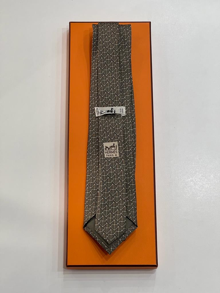 Cravatta vintage Hermès ancore base verde 952IA