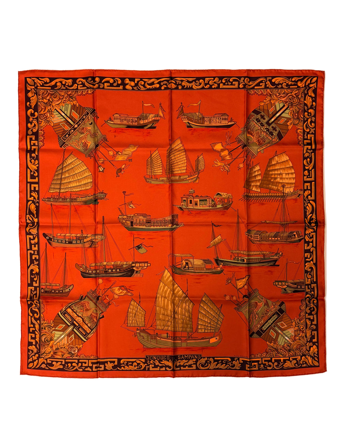 Foulard Hermès vintage Jonques Et Sampans