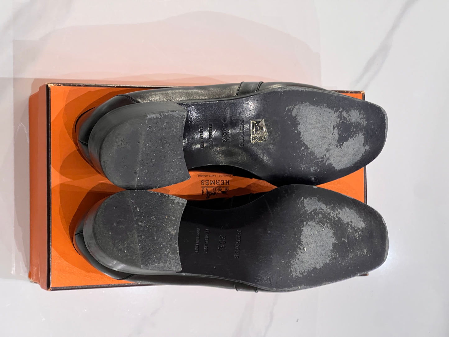 Hermès black loafers n 38 1/2