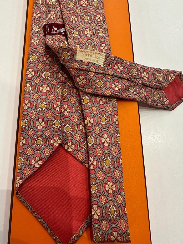 Cravatta vintage Hermès fiori 7878UA