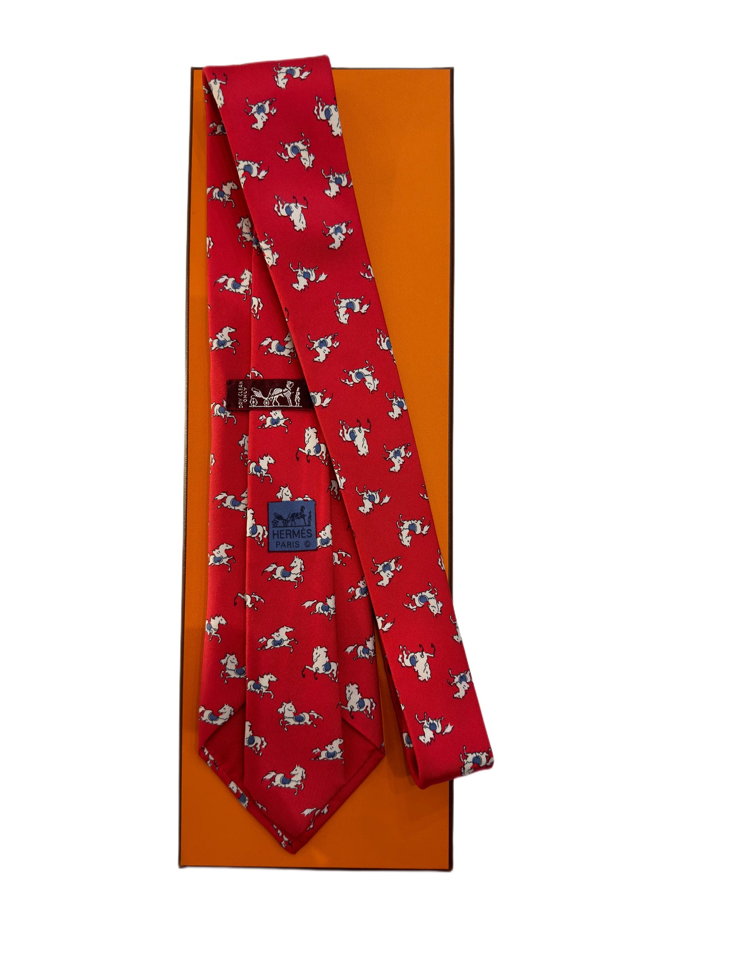 Cravatta vintage Hermès cavalli base rossa 866PA