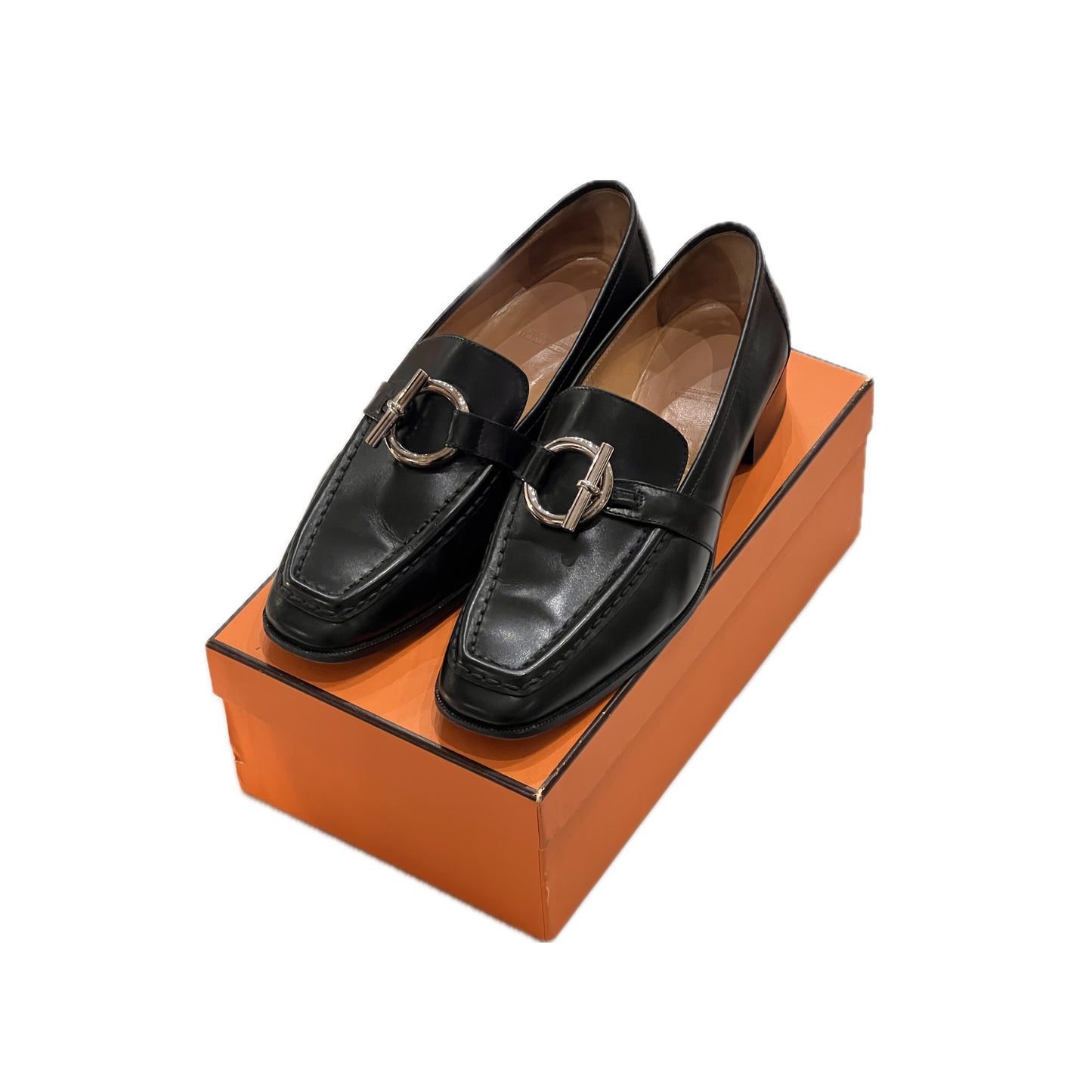 Hermès black loafers n 38 1/2