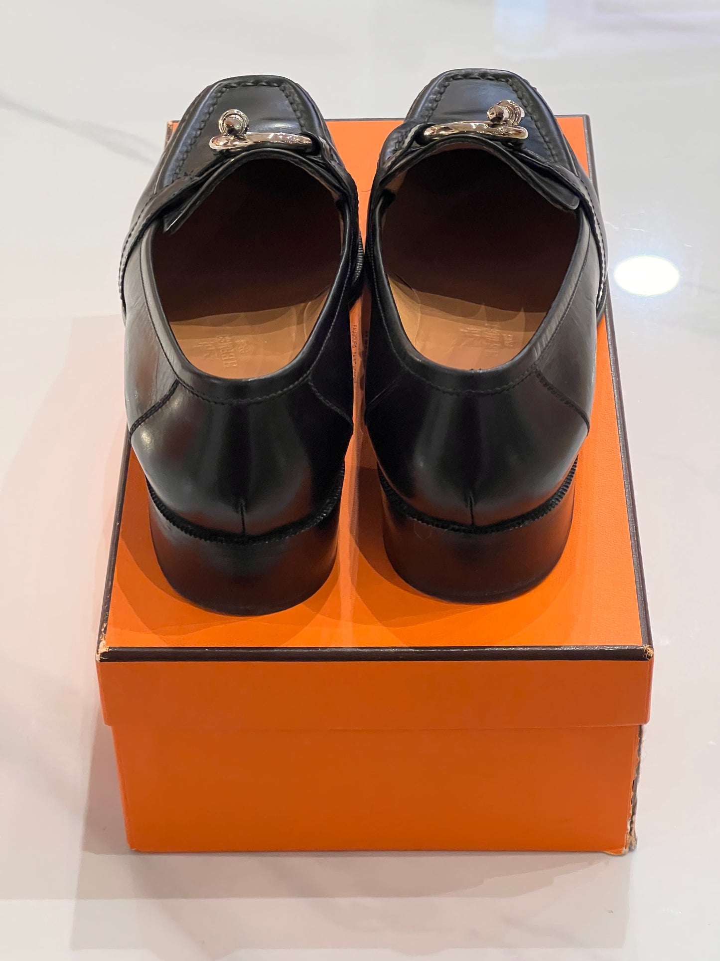 Hermès black loafers n 38 1/2