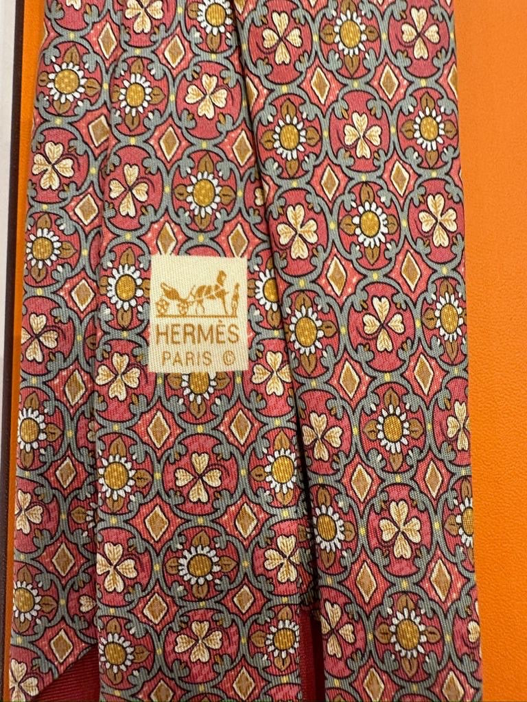 Cravatta vintage Hermès fiori 7878UA