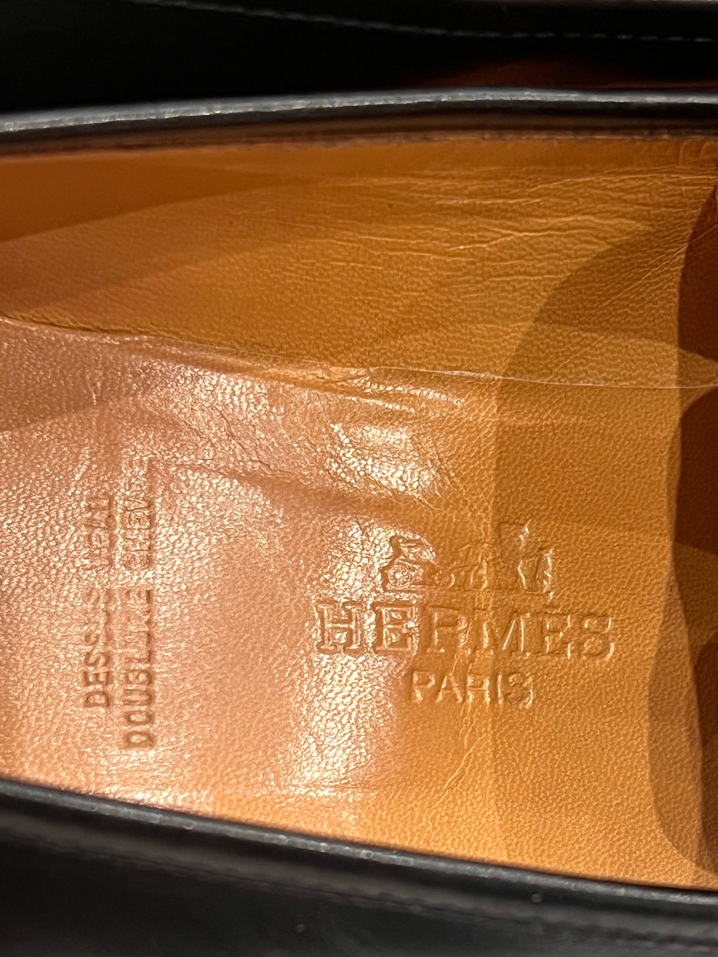 Hermès black loafers n 38 1/2