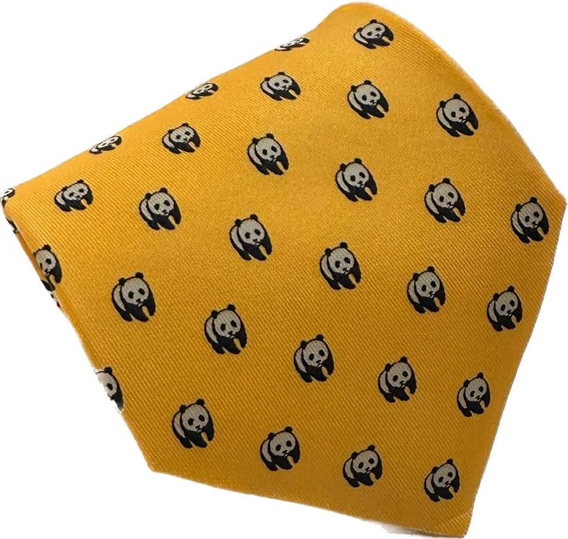 Cravatta vintage Hermès panda gialla limited WWF 7510IA