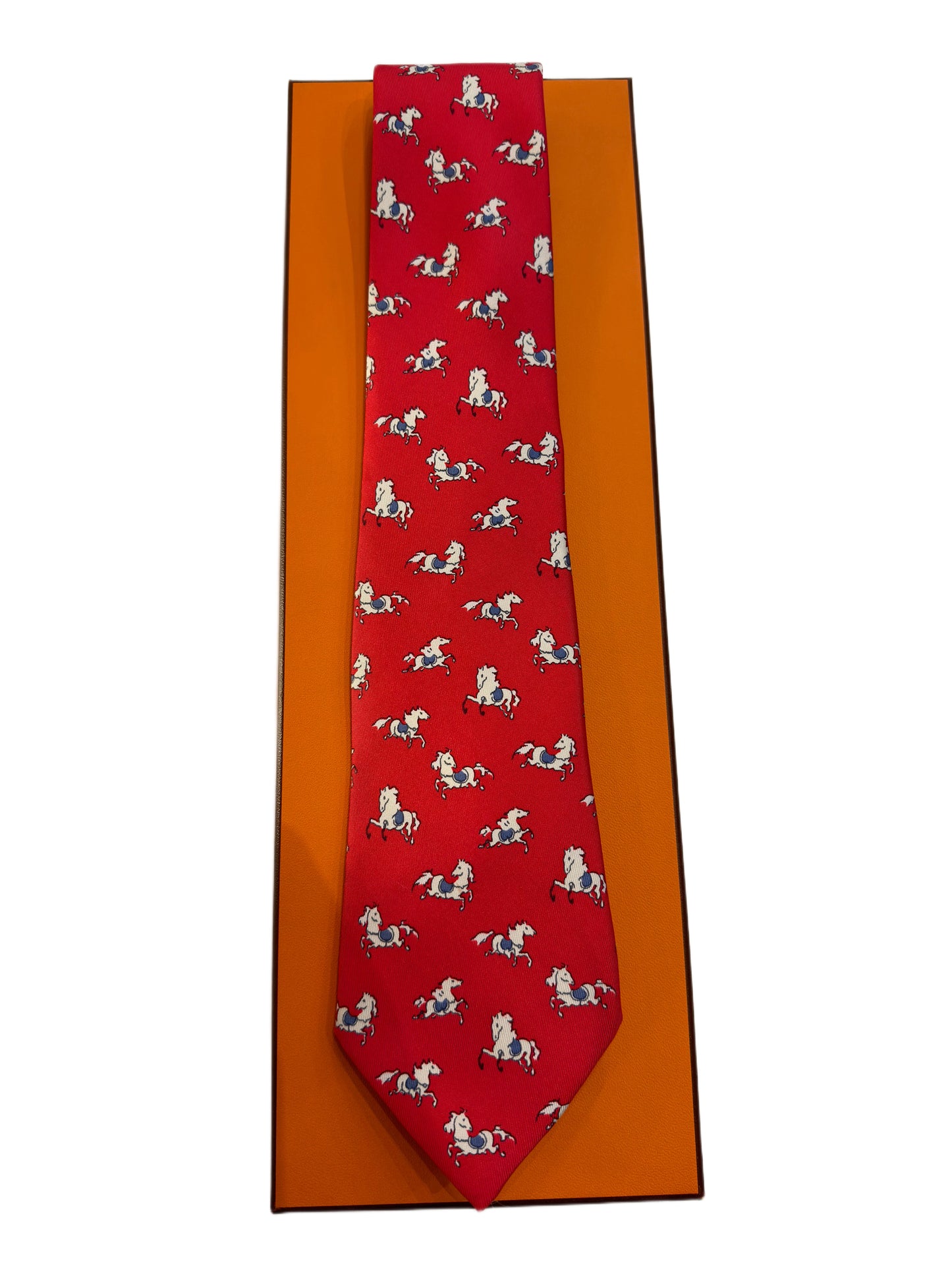Cravatta vintage Hermès cavalli base rossa 866PA