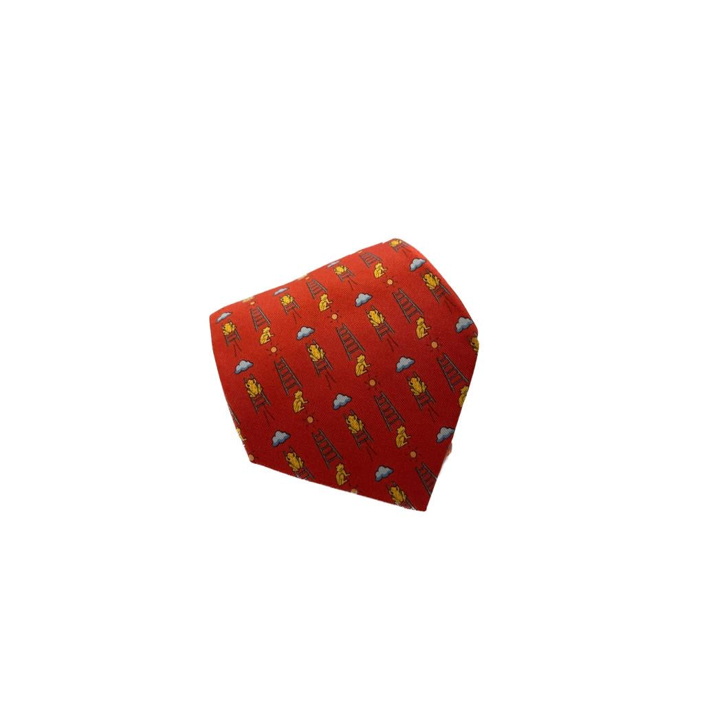 Cravatta vintage Hermès rame base rossa 7860UA