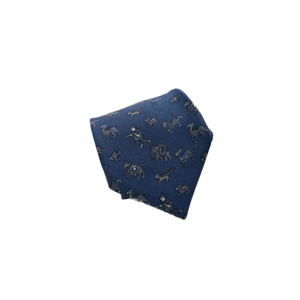 Cravatta vintage Hermès cacciatori blu 963IA