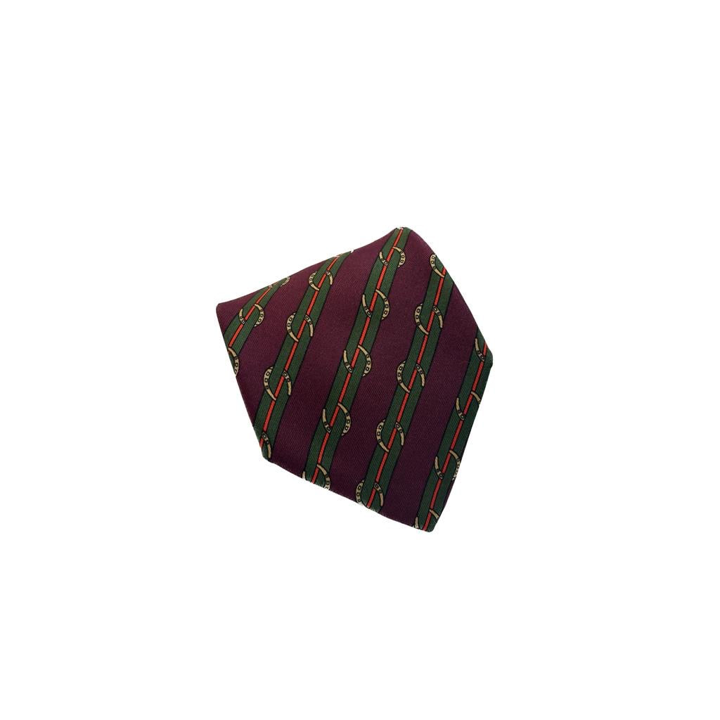 Cravatta vintage Hermès ferri di cavallo base viola 759UA