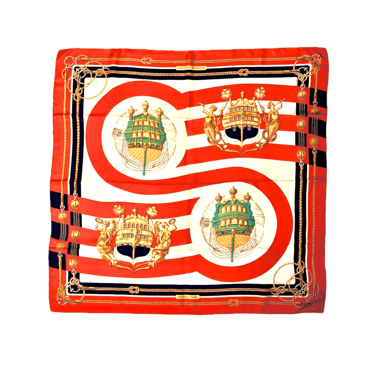 Foulard Hermès vintage Chateaux D’Arriere