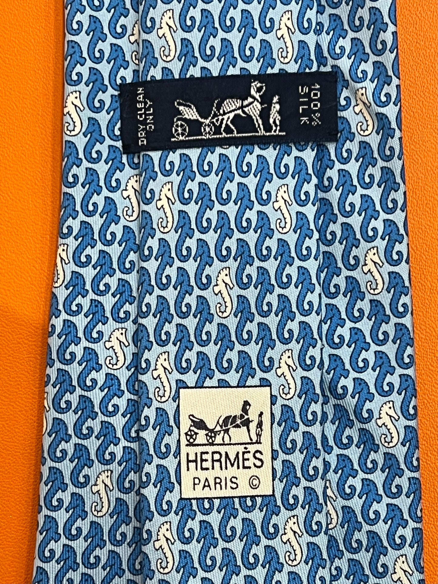 Cravatta Hermès cavallucci marini 5031PA