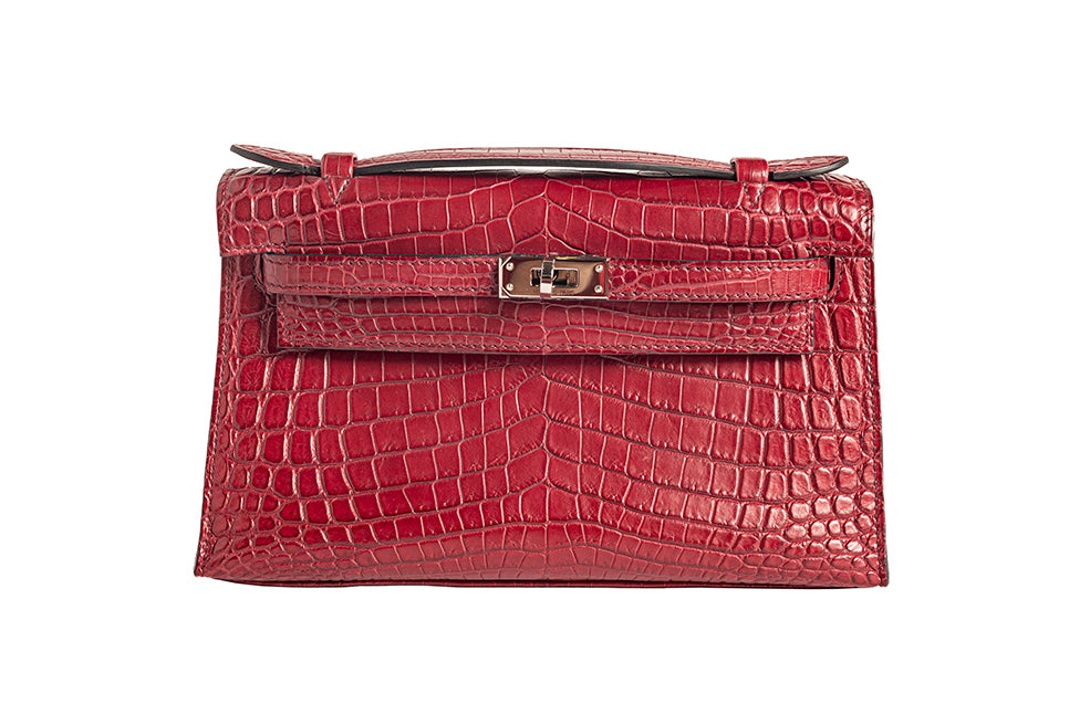 Kelly pochette 21 crocodile Niloticus matte pochette red