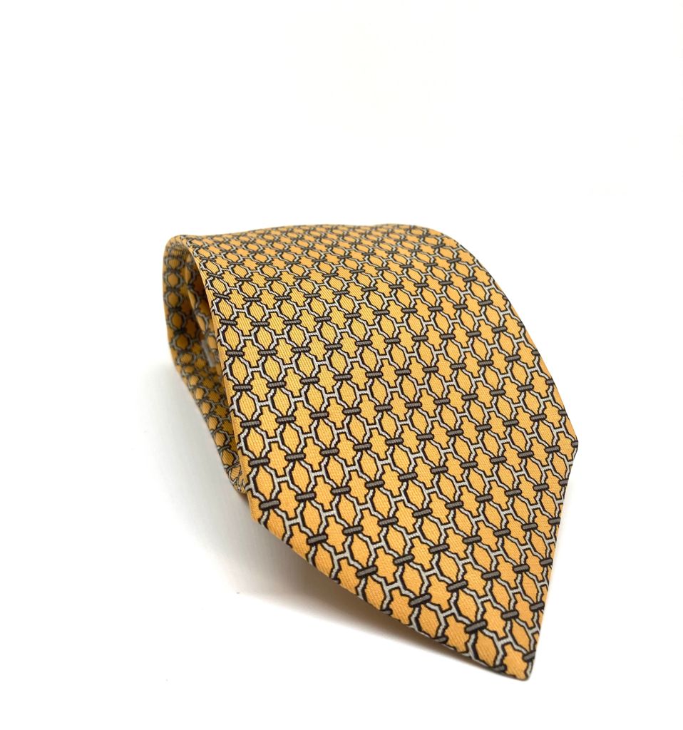Cravatta Hermès vintage con effetto incatenato c.7272MA
