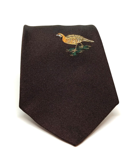 Cravatta Hermès con fagiani ricamati a mano