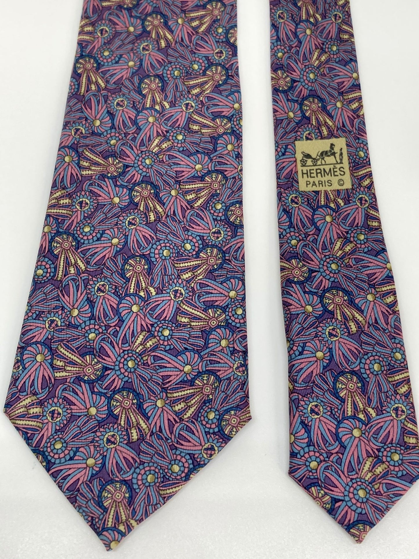 Cravatta Hermès con stampa fantasia carnevale c.7170FA