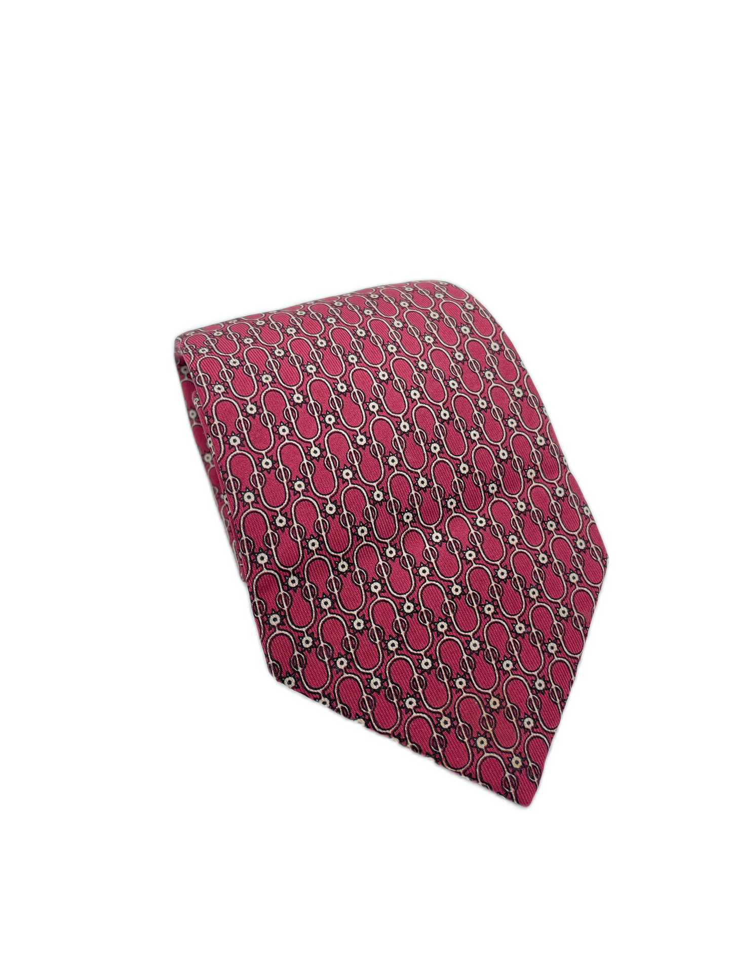 Cravatta Hermès stampa geometrica sfondo rosso c.743FA