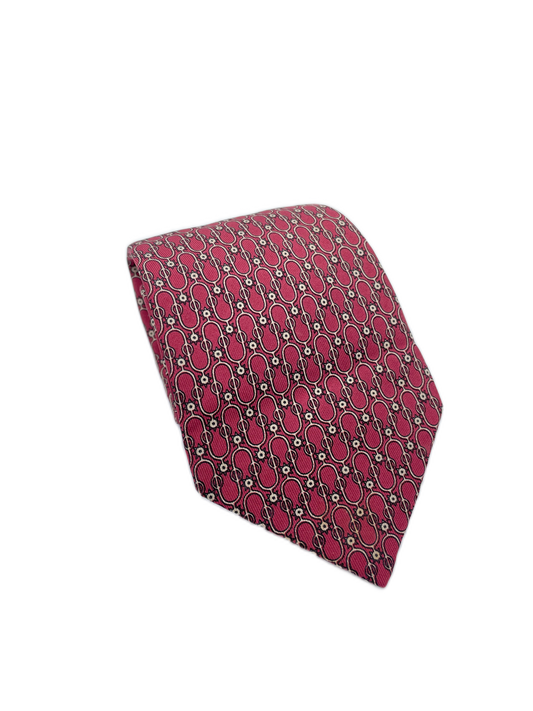 Cravatta Hermès stampa geometrica sfondo rosso c.743FA