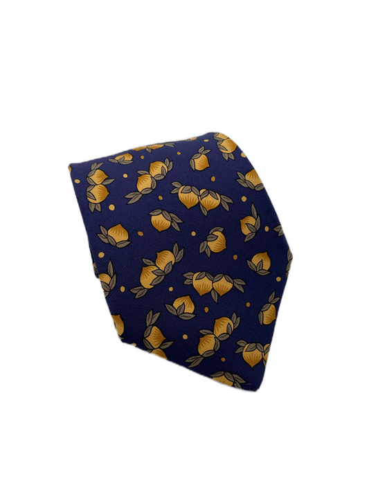 Cravatta Hermès con limoni sfondo blu c.7534IA