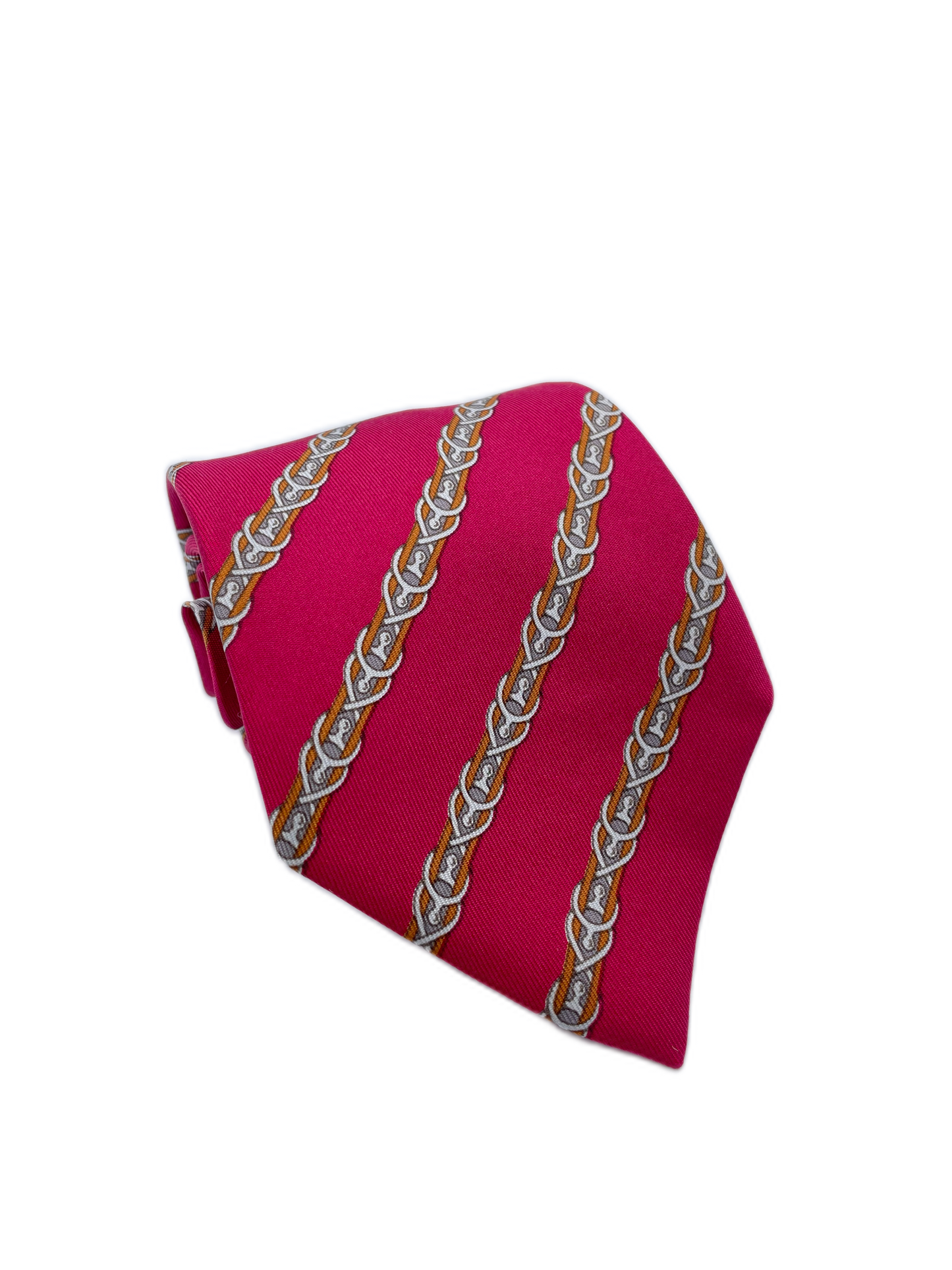 Cravatta Hermès stampa regimental sfondo rosso c.7152FA