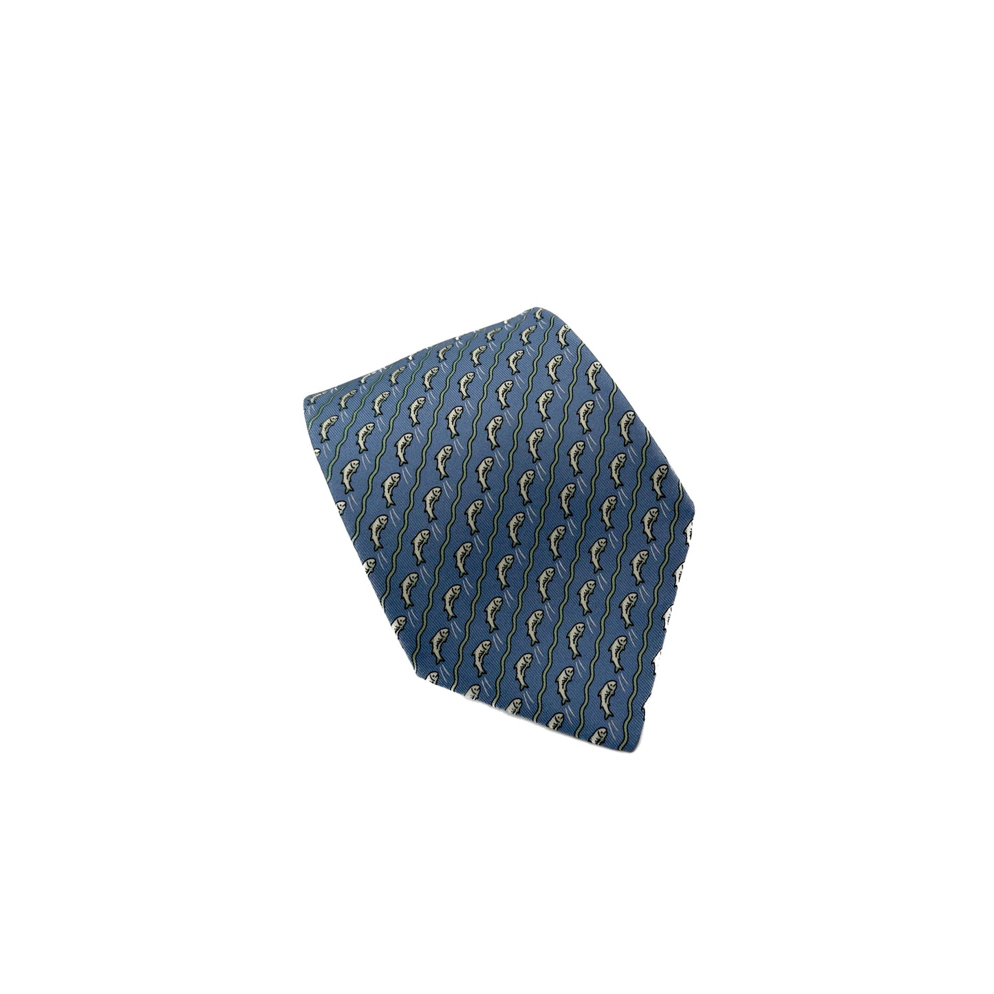 Cravatta Hermès azzurra con pesci