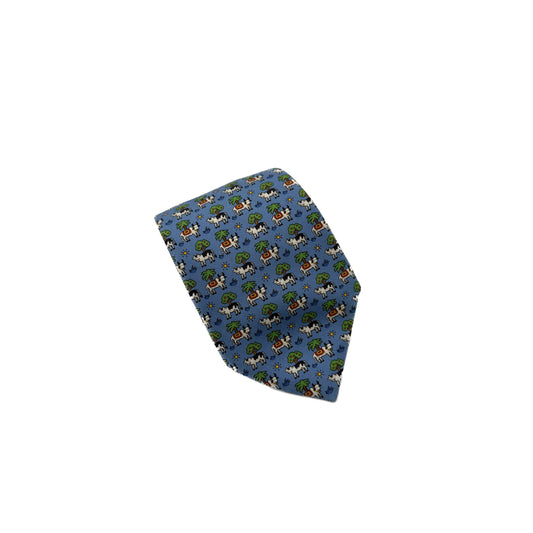 Cravatta Hermès azzurra con mucche
